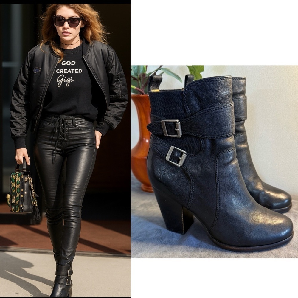Frye Black Leather Jenny Boots